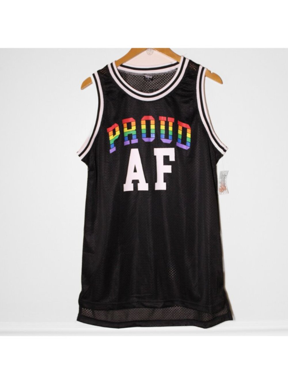Spencer's PROUD AF Pride Jersey Tank Top Rainbow Size M